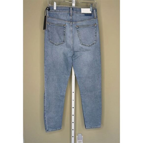 RE/DONE NWT High Rise Ankle Crop Jeans in Worn Blue Destroy Size 29 - Picture 4 of 8